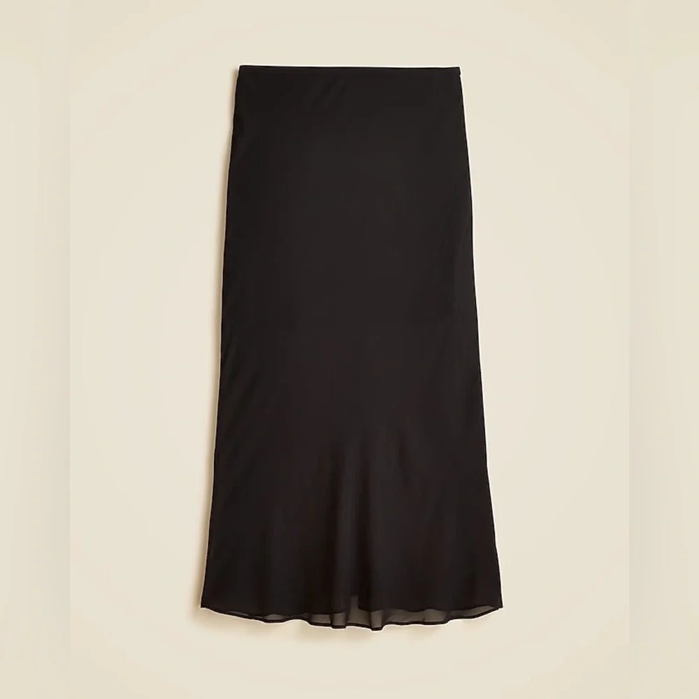 NWT J CREW New Gwyneth skirt in chiffon midi skirt two small holes at 26” length